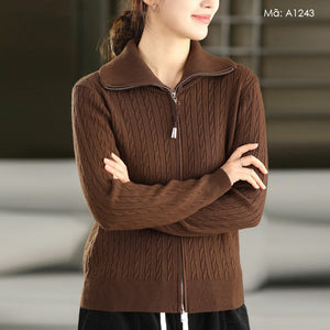 Áo khoác len dài tay cổ đứng - A1243