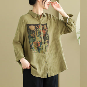 Áo sơ mi dài tay cổ đức in hoa văn trừu tượng - NU9804