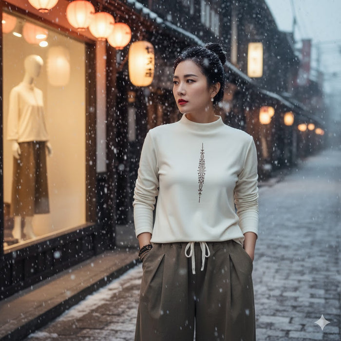 Áo T-shirt dài tay cổ đứng - A1049