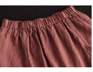 Chân váy linen retro hai túi đính khuy lưng thun - NU9000