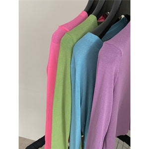 Áo khoác cardigan len dệt kim dài tay cổ V bốn khuy - NU9114
