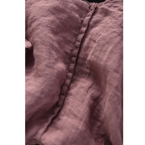 Áo sơ mi linen sát nách cổ tròn xếp ly - A812