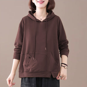 Áo hoodies dài tay một màu túi kiểu - NU9080