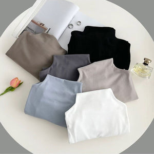 Áo T-shirt dệt kim dài tay cổ đứng đơn sắc - NU9518