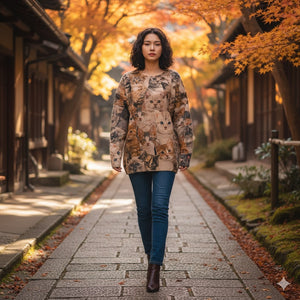 Áo len dài tay cổ tròn in những chú mèo - A532