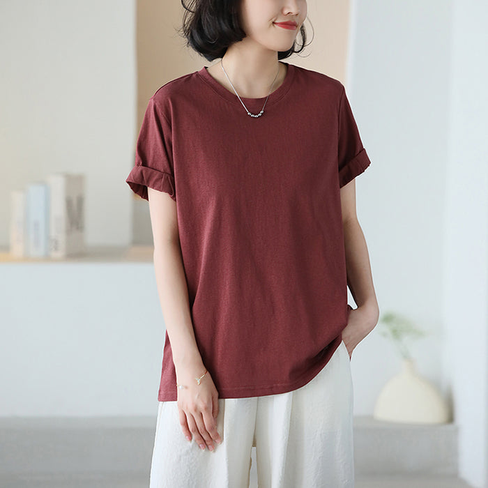 Áo T-shirt ngắn tay kiểu gấp cổ tròn - NU10280