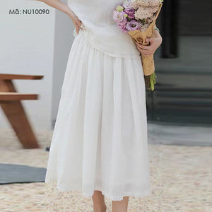 Chân váy linen retro lưng thun cột dây hai lớp - NU10089