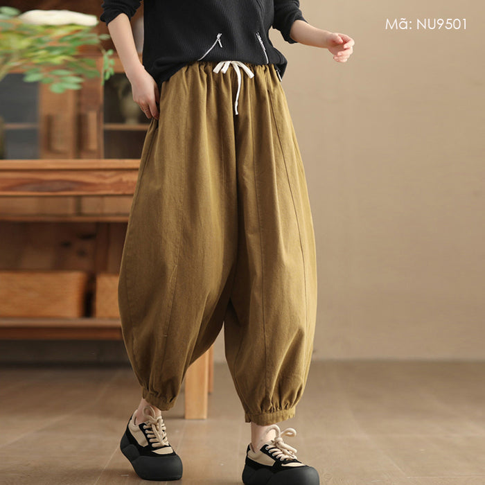 Quần baggy lưng thun dây rút kiểu alibaba một túi sau - NU9500