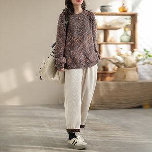 Áo len cashmere dài tay cổ tròn kiểu chấm sắc màu - NU9707