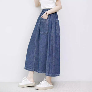 Chân váy denim lưng thun túi vuông chéo - NU10391