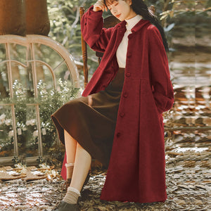 Áo khoác măng tô len cashmere dài tay cổ đức khuy cài - NU9541