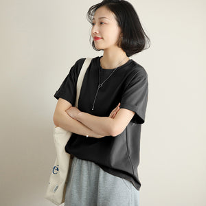 Áo T-shirt ngắn tay cổ tròn form rộng một màu - NU10076