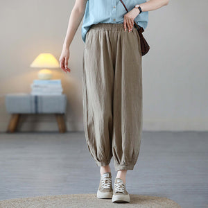 Quần baggy linen lưng thun ống túm xếp ly - NU8901