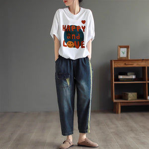 Quần baggy denim vệt màu lưng thun một túi kiểu - NU8707