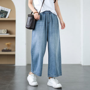 Quần baggy denim lửng ống đứng đơn sắc - Q166