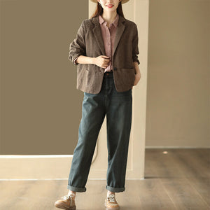 Áo khoác blazer linen dài tay kiểu móc light - NU9211