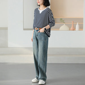 Quần baggy denim ống đứng hai túi vuông - NU9745