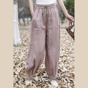 Quần baggy linen lưng thun dây rút túi vuông bo gấu - NU9794