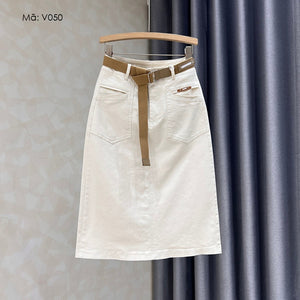 Chân váy retro lưng cao túi chéo kiểu - V049