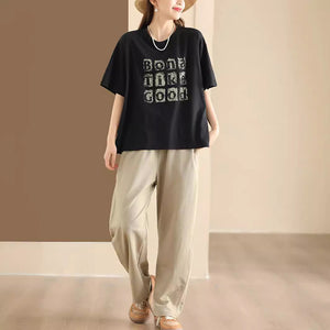 Áo T-shirt ngắn tay cổ tròn in chữ Bona - NU10297