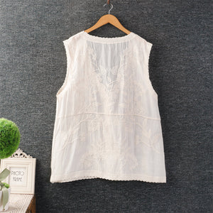 Áo sơ mi gile linen sát nách cổ V - NU10292