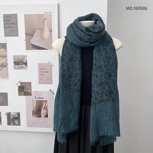 Khăn quàng linen retro in hoa văn trừu tượng - NU9264