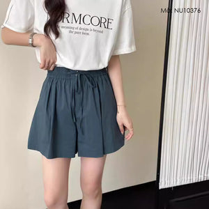 Quần sooc lưng cao thun dây rút đính khuy - NU10375