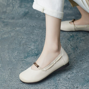 Giày da morigirl retro đế bệt quai đính hạt - OD2232