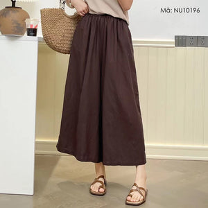 Quần baggy linen lưng thun ống rộng đơn sắc - NU10195