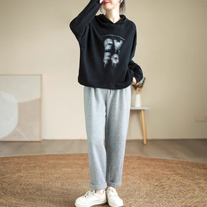 Áo hoodies dài tay in chữ trừu tượng - NU9164