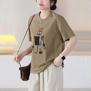 Áo T-shirt ngắn tay cổ tròn in robot - A836