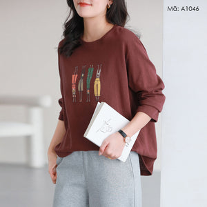 Áo T-shirt dài tay in hình - A1045