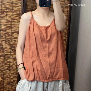 Áo t-shirt linen hai dây sát nách đơn sắc - NU10325