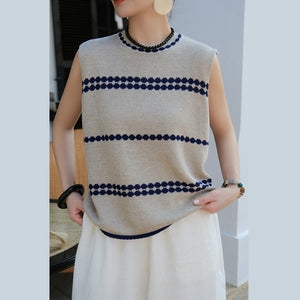 Áo T-shirt len đan sát nách cổ tròn - A961