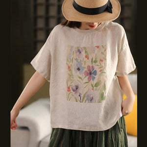 Áo T-shirt linen ngắn tay cổ tròn - A1002