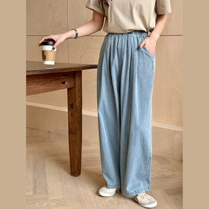 Quần baggy denim lưng thun ống đứng hai túi chéo - Q141