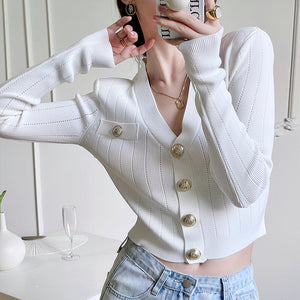 Áo khoác len cardigan dài tay khuy lớn - NU8496