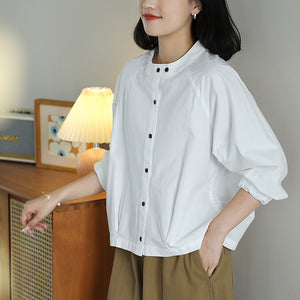 Áo sơ mi dài tay cổ đứng hai khuy - A068