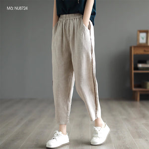 Quần baggy linen lưng thun phối line nổi - NU8723