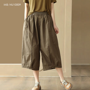 Quần baggy lửng lưng thun ống rộng gân nổi - NU10008