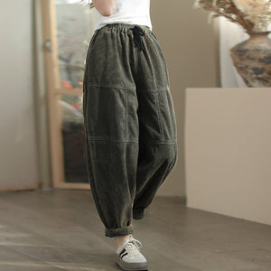 Quần baggy nhung lót lông lưng thun dây rút - Q085