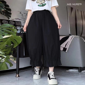 Quần baggy lửng lưng thun ống rộng gấu xếp ly - NU9878
