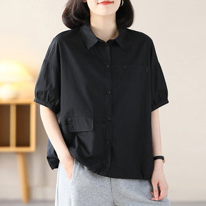 Áo sơ mi ngắn tay cổ đức một túi vuông có nắp - NU8731