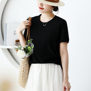Áo T-shirt ngắn tay cổ tròn một màu - A785