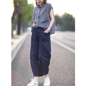 Áo sơ mi linen sát nách cổ đức hai túi kẻ caro - NU8979
