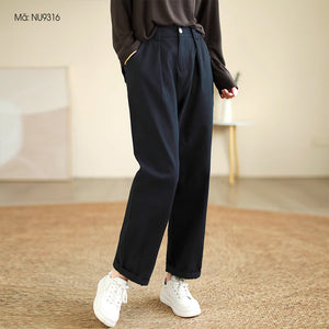 Quần baggy lưng thun khuy cài ống đứng hai túi sau - NU9315