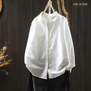 Áo sơ mi dài tay cổ cánh sen - A1343 - kamaka.vn