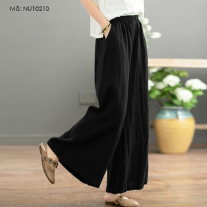 Quần baggy linen lưng thun ống rộng retro - NU10209