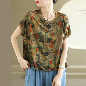 Áo T-shirt ngắn tay cổ tròn in những chiếc ô một túi - NU10429