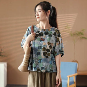Áo T-shirt ngắn tay cổ tròn chấm bi - A053